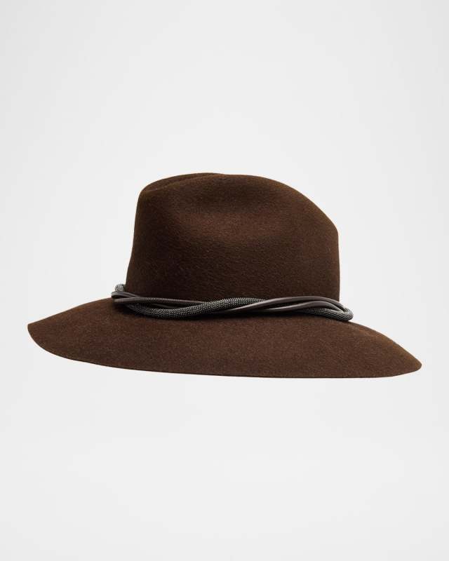 Rabbit Felt Fedora Hat with Monili Tri